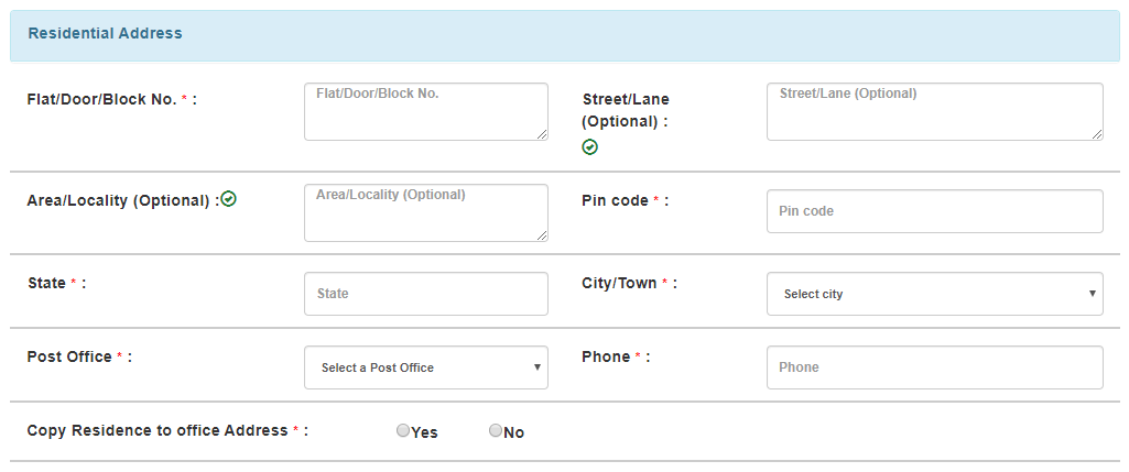 IRCTC Residential Address