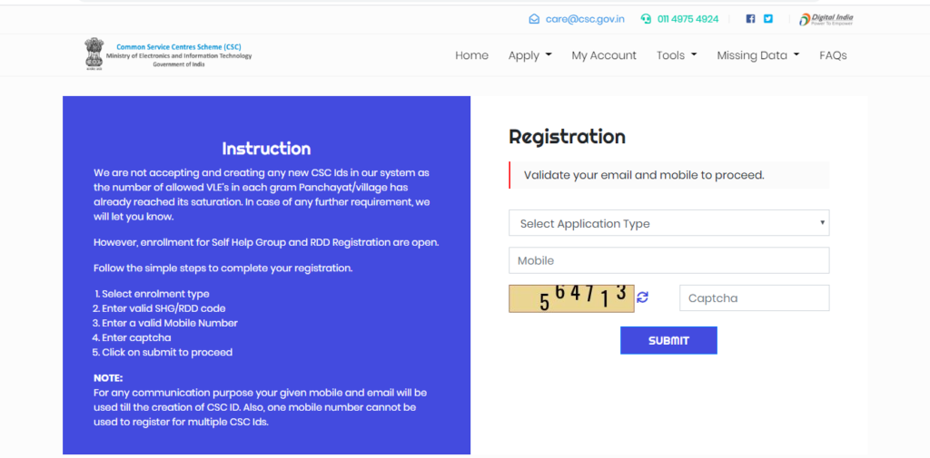 CSC Centre Application Form