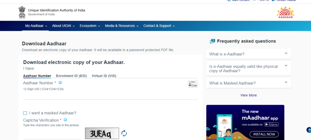 Aadhaar Card Download