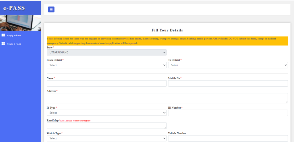 Uttarakhand Corona E Pass