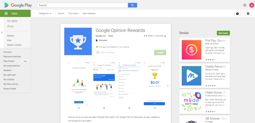 Google Opinion Rewards App