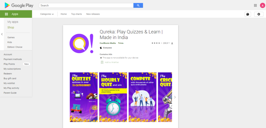 Qureka Quizzes Application