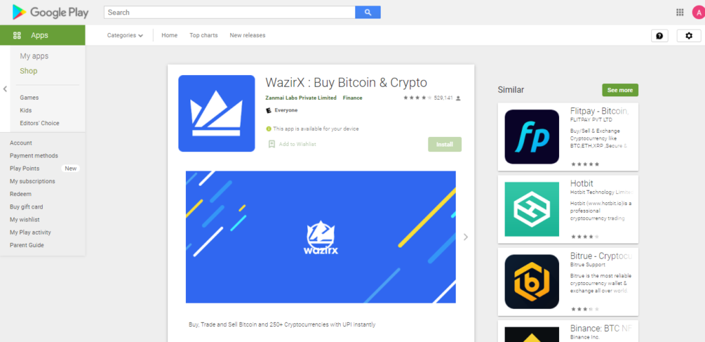 17.WazirX Application 