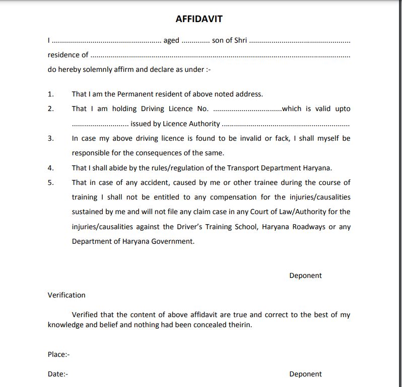 Download Affidavit Format