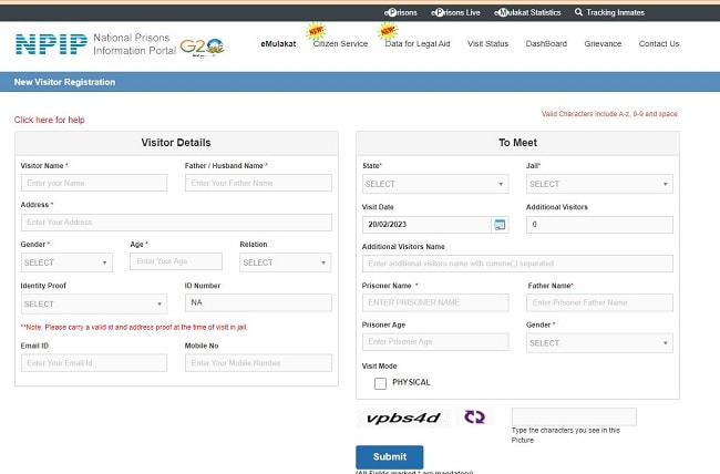 New Visitor Registration Form 