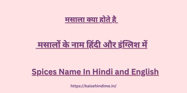 Spices Name In Hindi and English